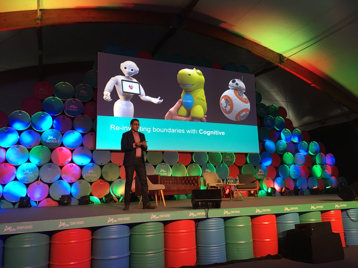 abutler's tweet image. How often does an IBM VP talk about toys?Not often but these are cognitive toys pwrd by @ibmcloud #ibmatstep @IBMMEA