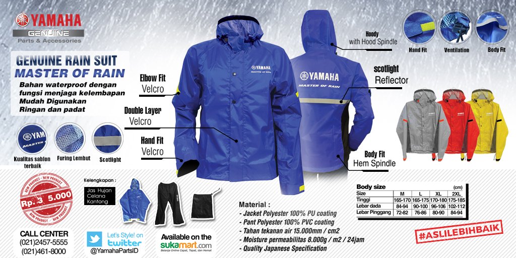 Dengan Genuine Rain Suit Master Of Rain, jgn khawatir berkendara saat hujan. Yuk, daptkan di bit.ly/1XJacKe