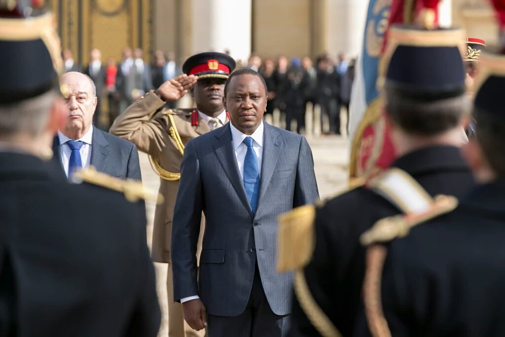 EugeneLWamalwa's tweet photo. Pleased to join HE @UKenyatta as he inspects guard of honour at Cour des  Domes Invalides in Paris https://t.co/8PXS2Yp7Hn