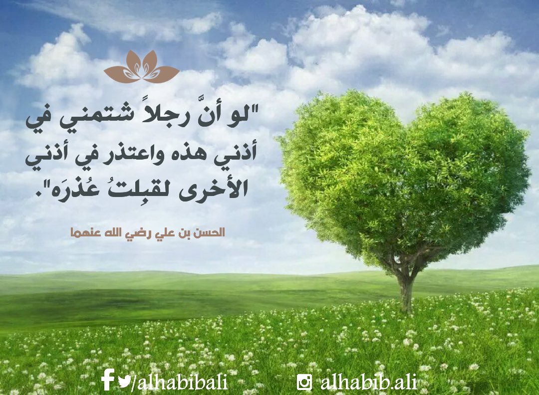 alhabibali's tweet photo. يقول حليم آل البيت عليهم السلام: 
. 
"لو أن رجلا شتمني في أذني هذه واعتذر في أذني الأخرى لقبلت عذره". https://t.co/5r45hAcS8M
