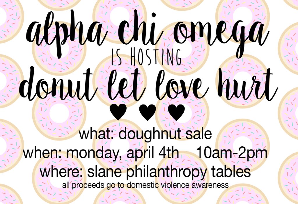 AXO_HighPoint's tweet photo. Come to Slane Philanthropy Tables today to get some donuts! I say some bcuz there's no way you can eat just one :) https://t.co/d3PrWlUptZ
