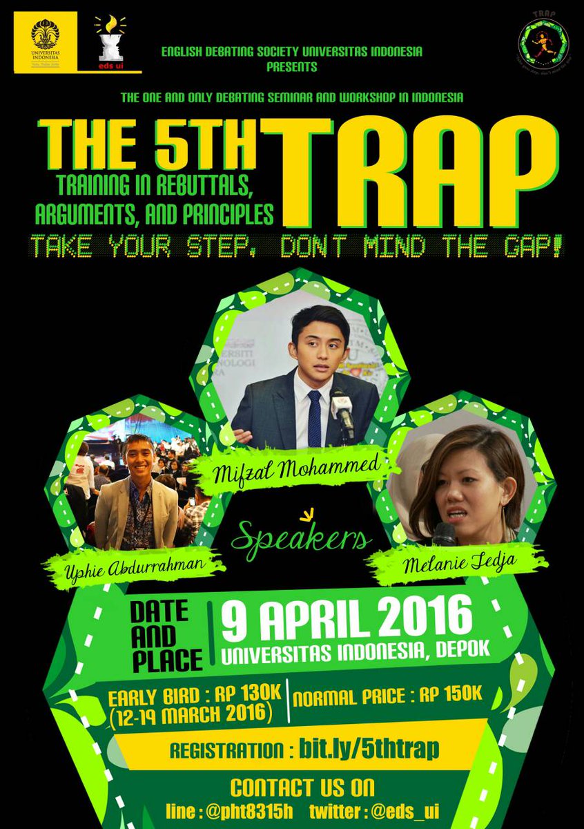 TRAPedsui's tweet photo. It's 5 DAYS LEFT to Indonesia's biggest and only debating seminar, The 5th TRAP! by EDS UI https://t.co/L5qKzHCukg