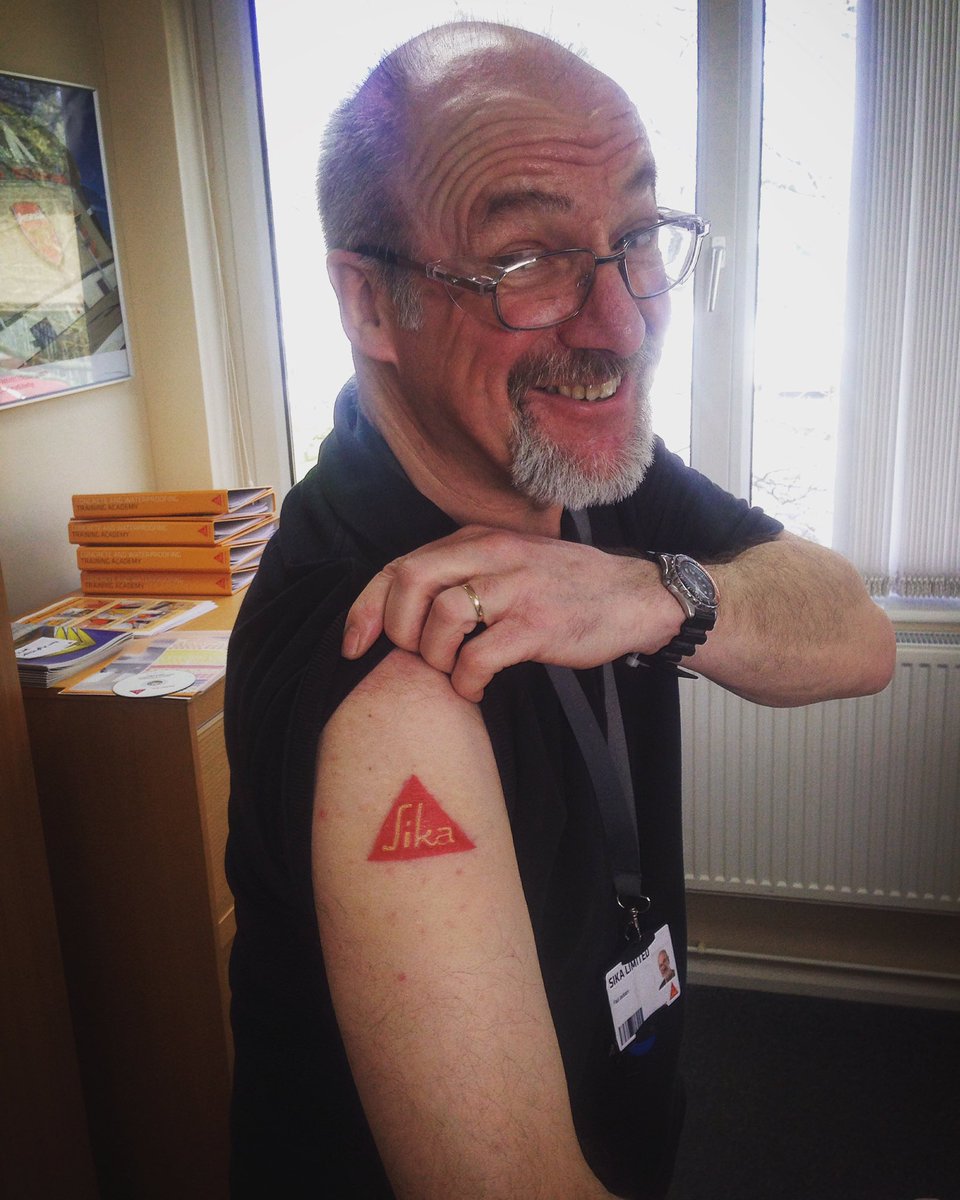 LukeAllbrighton's tweet photo. Dedication to #sika with a tattoo. Now that's commitment @SikaLimited https://t.co/wyHIK3PEkD