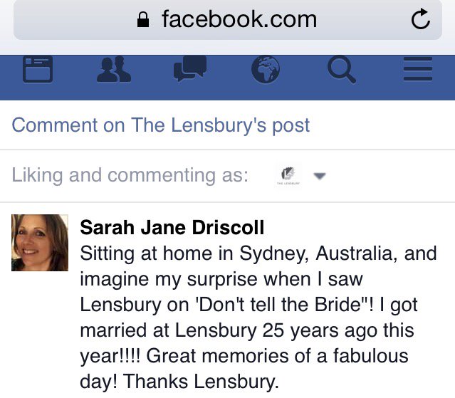 TheLensbury's tweet photo. Lovely story of a Lensbury #wedding from 25 years ago!  
Full story on our fb page https://t.co/8HCwNQMh4y