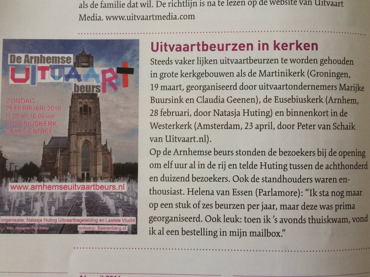 beursArnhem's tweet photo. "Postuum" in het aprilnummer van Brancheblad Uitvaartzorg! https://t.co/8I0W88HOha