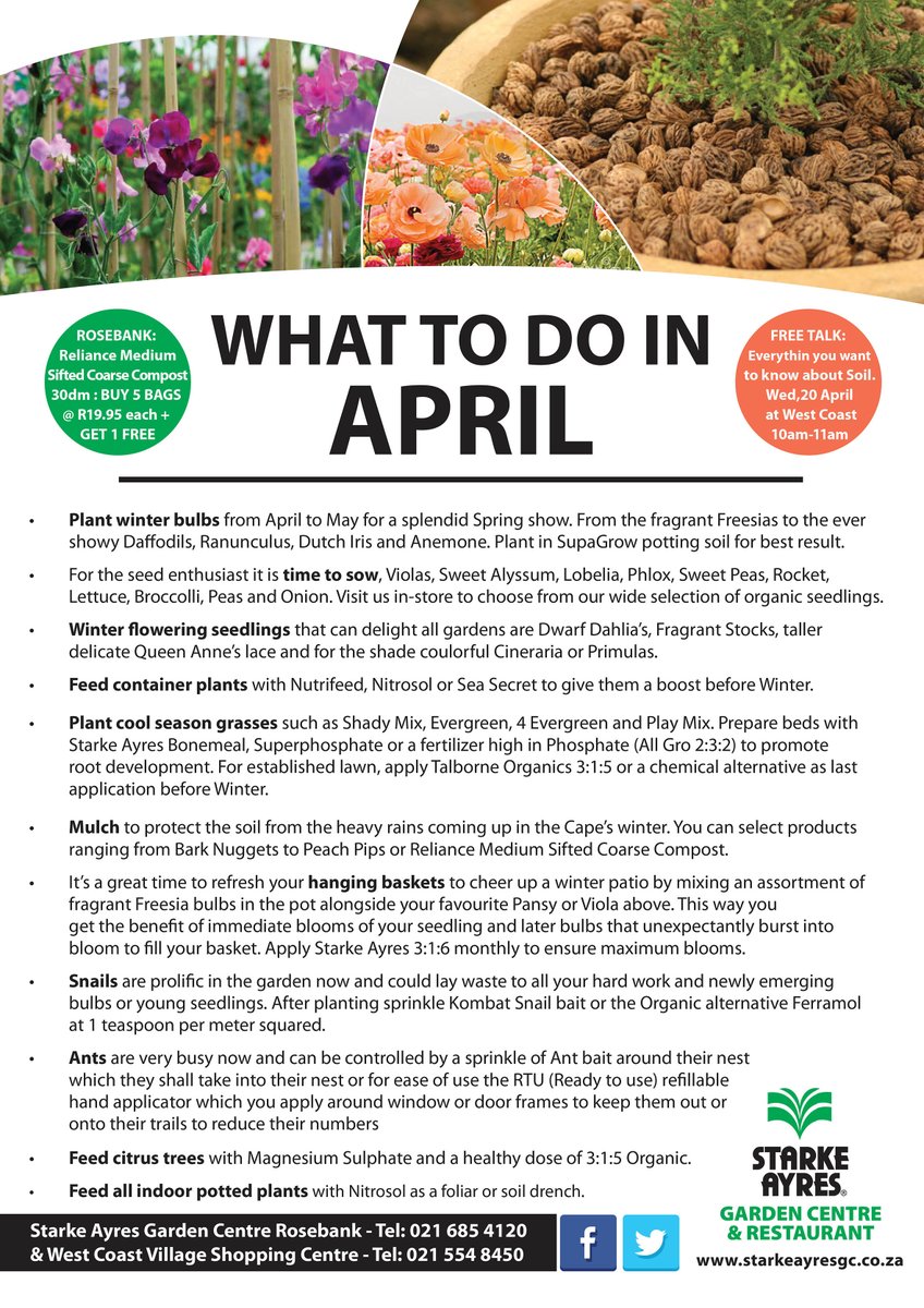 Here follows the general tasks and garden maintenance tips for the month of April.