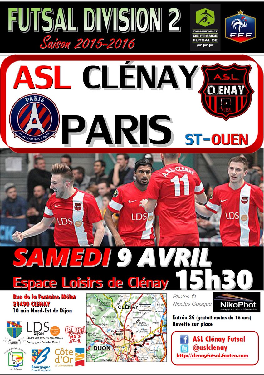 fcdijonclenay's tweet photo. #D2Futsal ASL Clénay Futsal - Paris Saint-Ouen samedi RDV 15h30, quand la plus petite commune accueille la capitale https://t.co/mQzuCnRBGQ