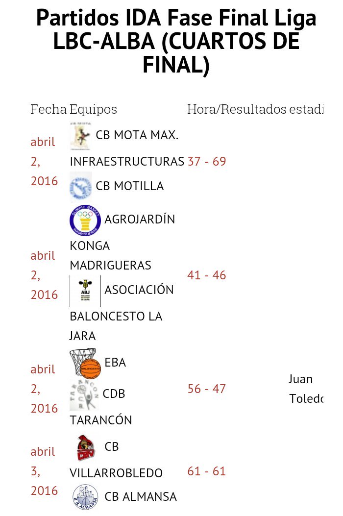 SeniorEBA's tweet photo. Resultados de los encuentros de ida. Este sábado, reto muy complicado en Tarancón. https://t.co/3JstqflM5p