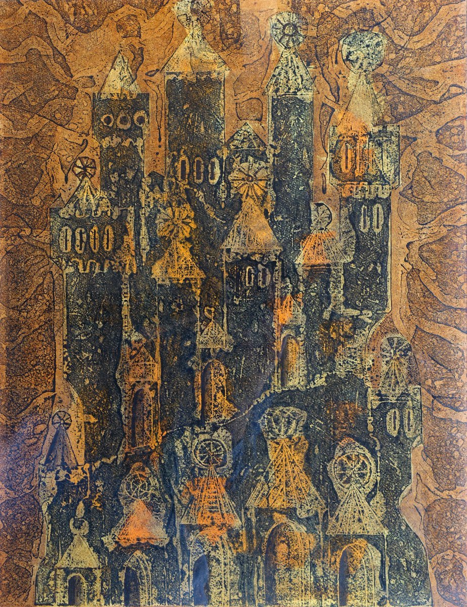 VilniusGallery's tweet photo. Lithuanian painter, graphic designer and artist V.Valius: "Jūratė's Castle", 1970. 71×54 #valius #Lithuania #Castle https://t.co/zrAx08djtF