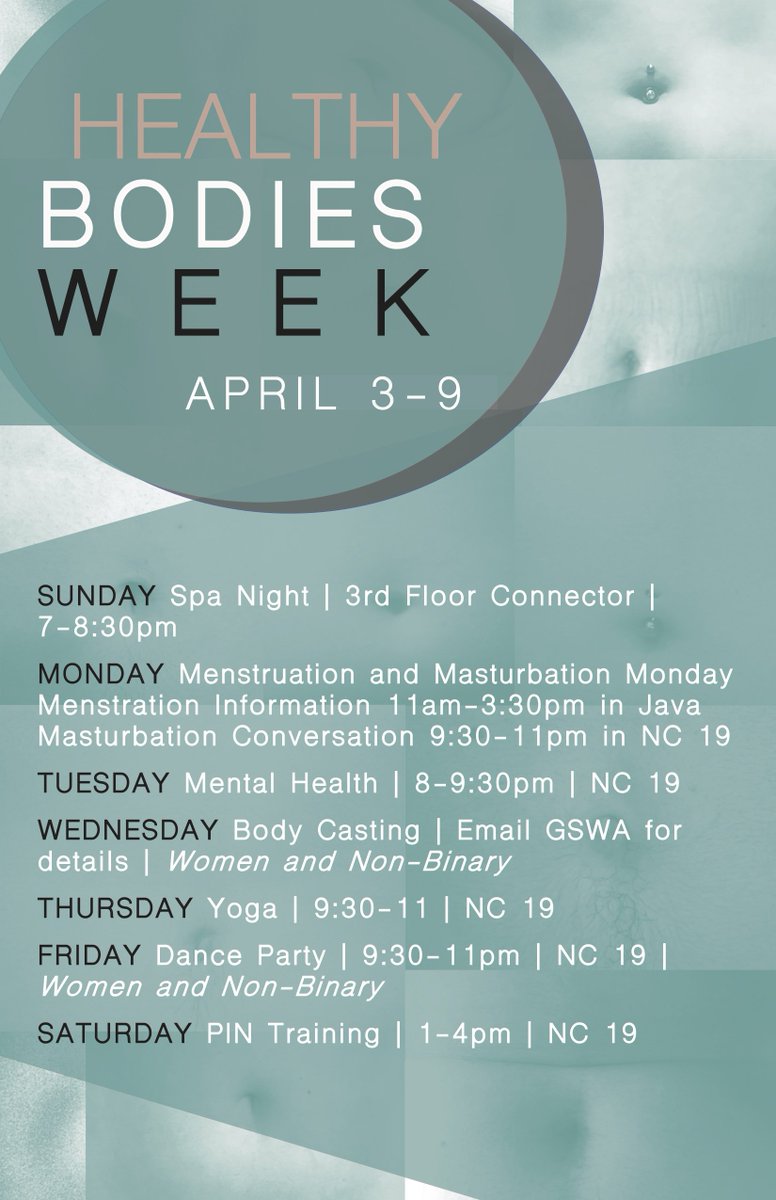 the_gswa's tweet photo. #HealthyBodiesWeek is going on all week! EVERYONE is welcome to events. Join us for holistic body positivity! https://t.co/TaViPlALwl