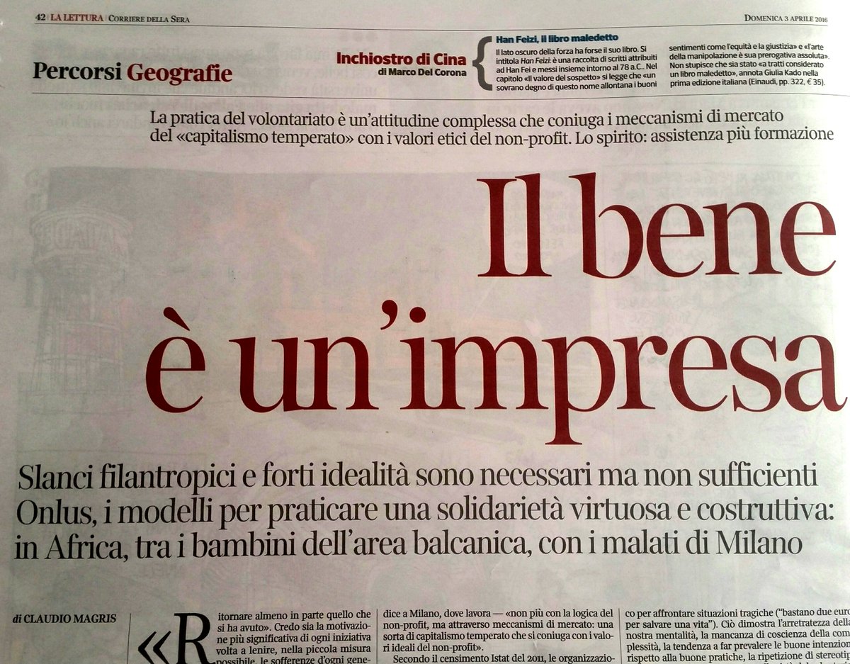 PierriAdvisory's tweet image. "Il bene è un'impresa" #ClaudioMagris parla di noi #PierriAdvisory su Lettura del #Corriere della Sera. #filantropia
