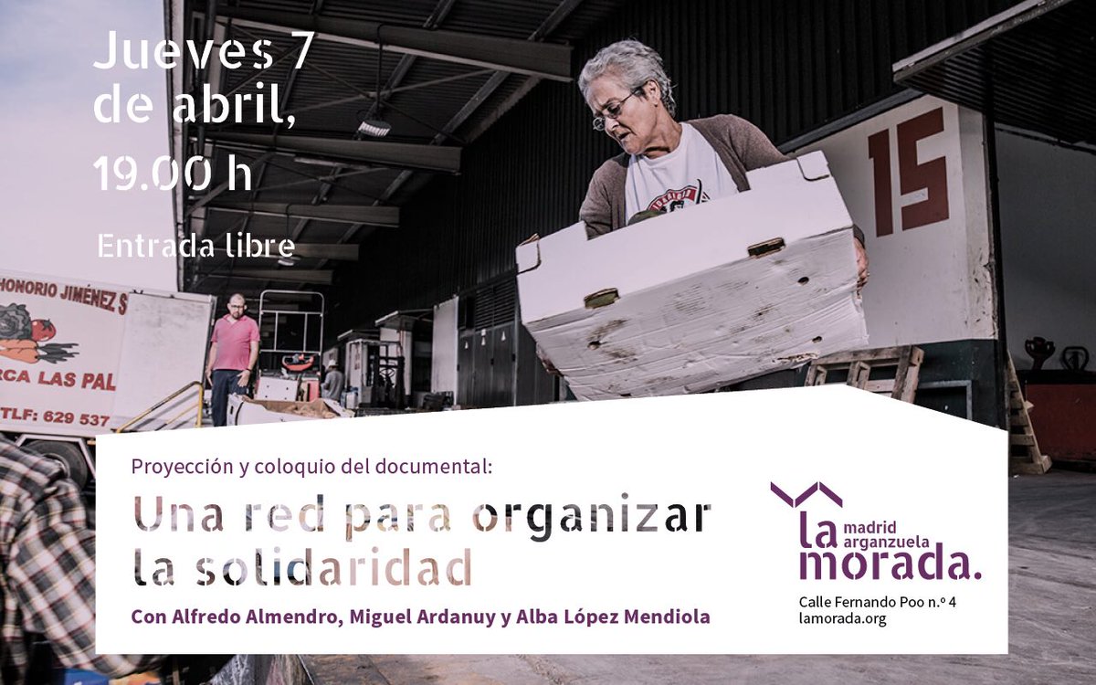 DocuRsp's tweet photo. Este jueves 7 de Abril a las 19h una nueva presentación de "Una red para organizar la solidaridad" en @MoradaMadrid https://t.co/gHhduLT6LL