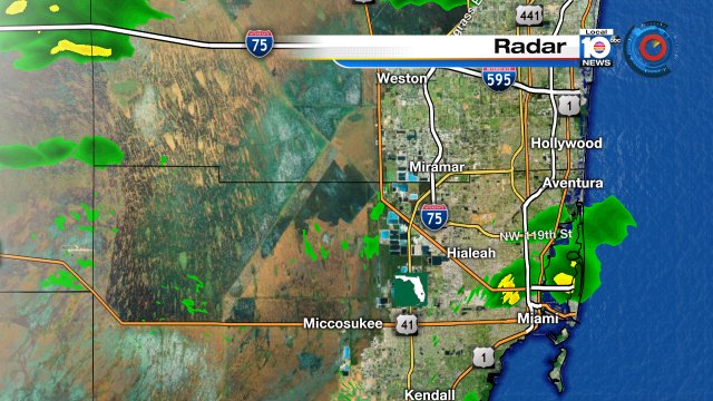 A few showers moving into parts of SFLO. Drive safe, watch Local 10 for more. https://t.co/QNJKGjAvj7
