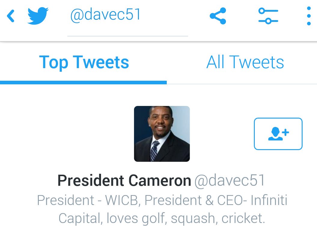 Negbawi's tweet photo. @davec51 is the President of the WICB but cricket is not his first love. #nocommitment #notpriority #Windies https://t.co/ndNgShMVyq
