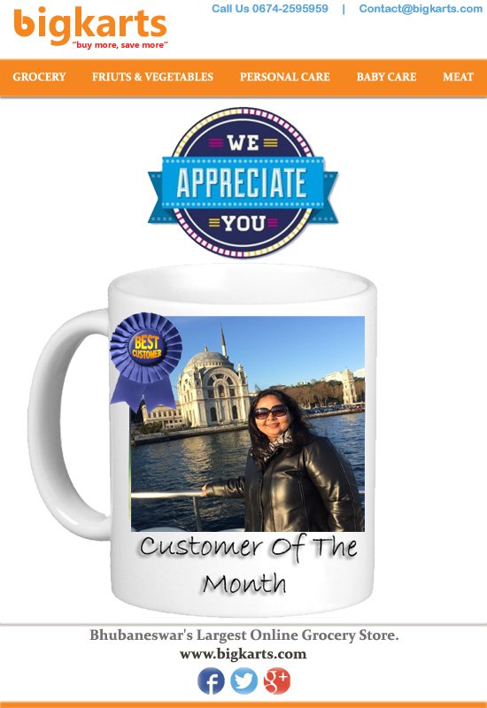 bigkarts's tweet photo. Bigkarts customer of the month winner is Ms.Sourajita Panda.Many congratulations to you mam for showing trust on us. https://t.co/c0hwPH2OS5