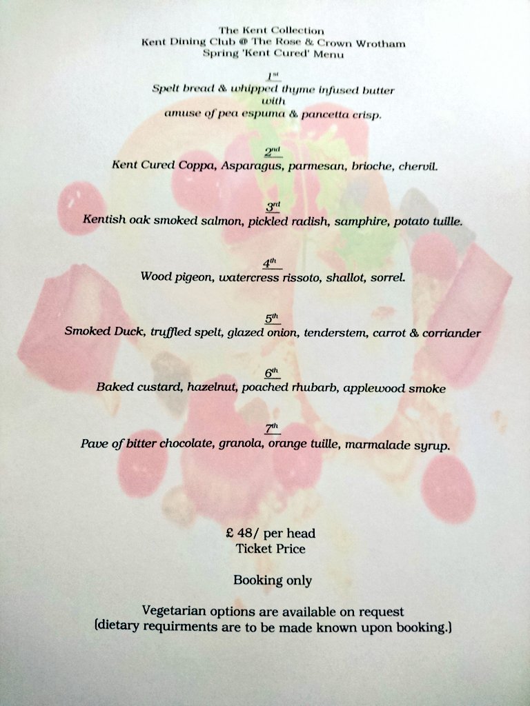 kentcateringltd's tweet image. Menu for @KentDining pop up @WrothamRandC on 14th may with our head chef @PaoloRigolli. #keepitkentish #popup
