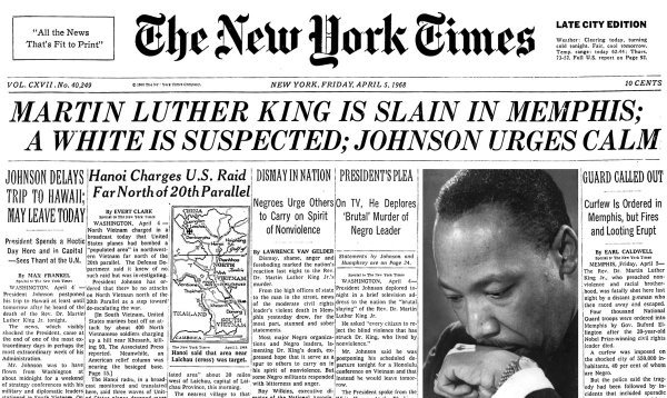 NYTArchives's tweet photo. Rev. Dr. Martin Luther King Jr. is slain in Memphis on this day in 1968. https://t.co/aOazNJfuXZ https://t.co/t7ryM1YtlI