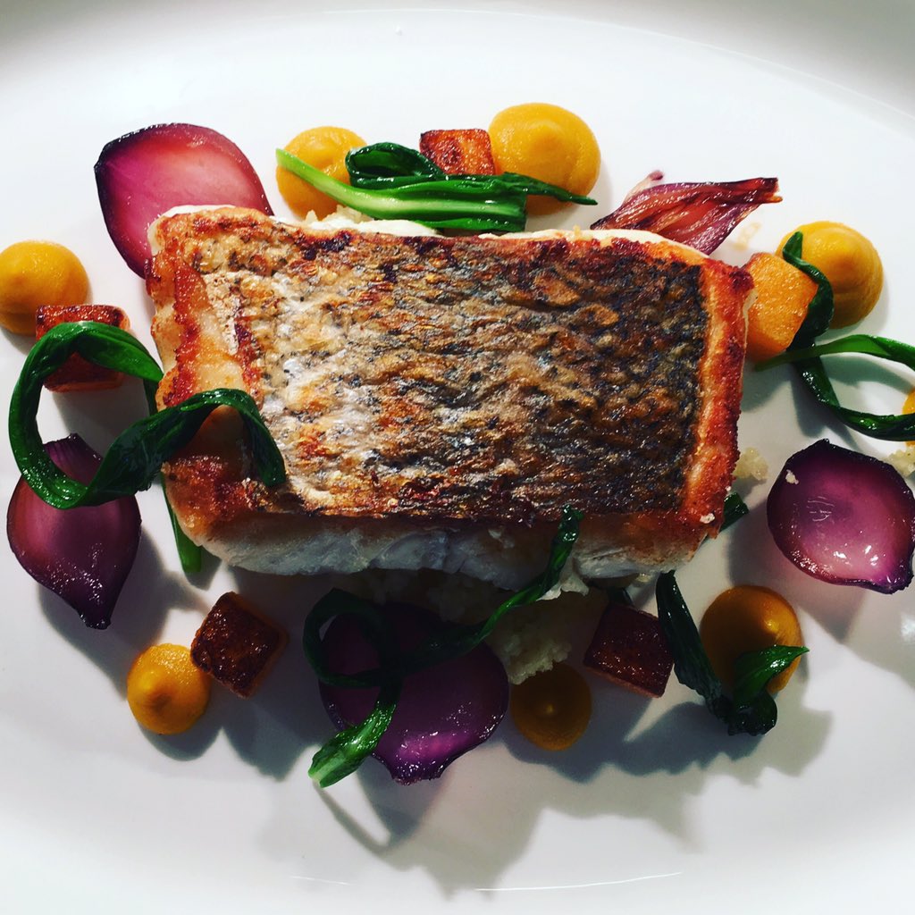 chefashb3's tweet photo. Hake, wild garlic, squash. lunch menu @MiddlethorpeHal https://t.co/n5ttKyHw6I