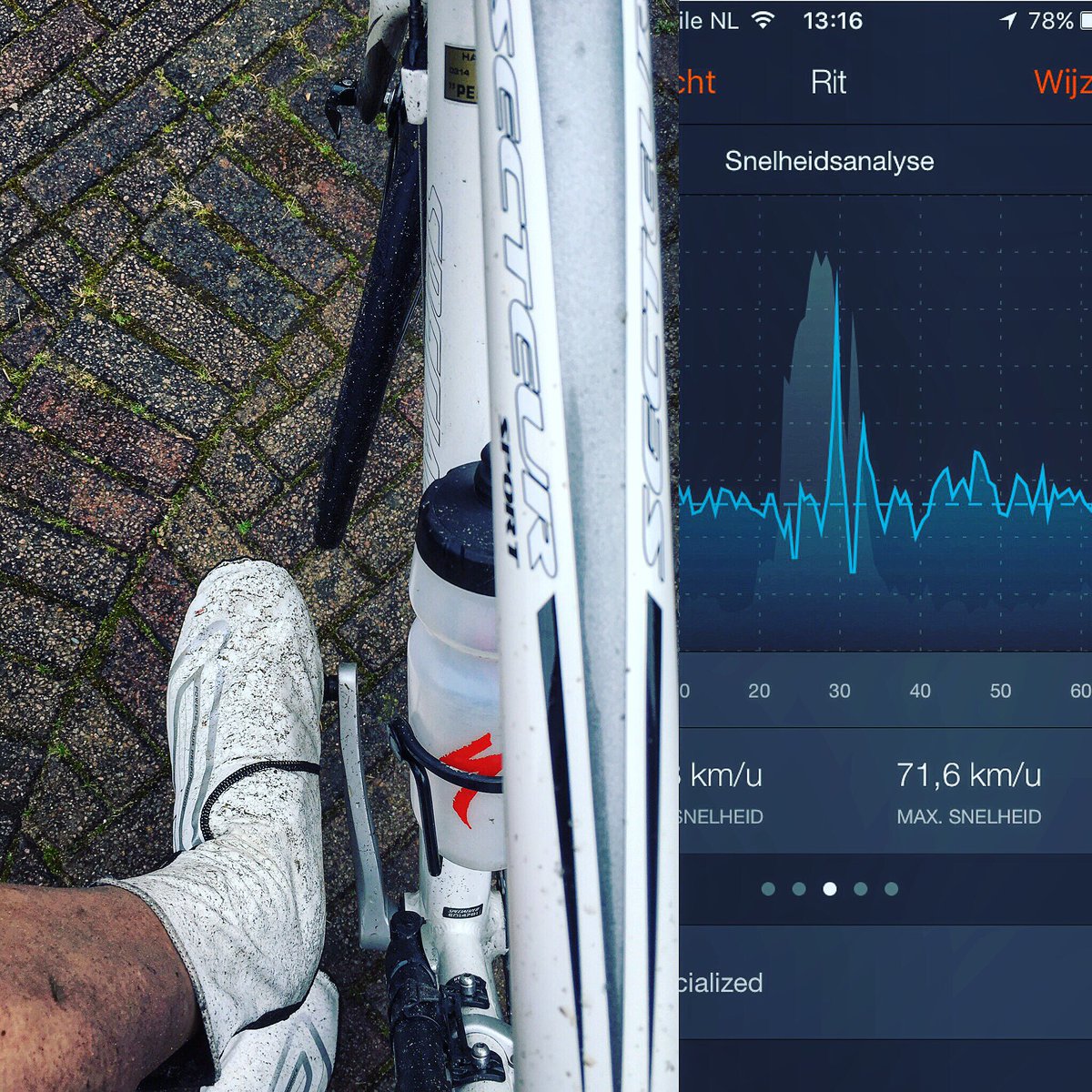 BennoGerritsen's tweet photo. #MySpecialized dirty & wet na een ritje #Posbank #Emmapyramide en meer lkkrs #cycling #bike #Specialized https://t.co/cQxhYwSn0U