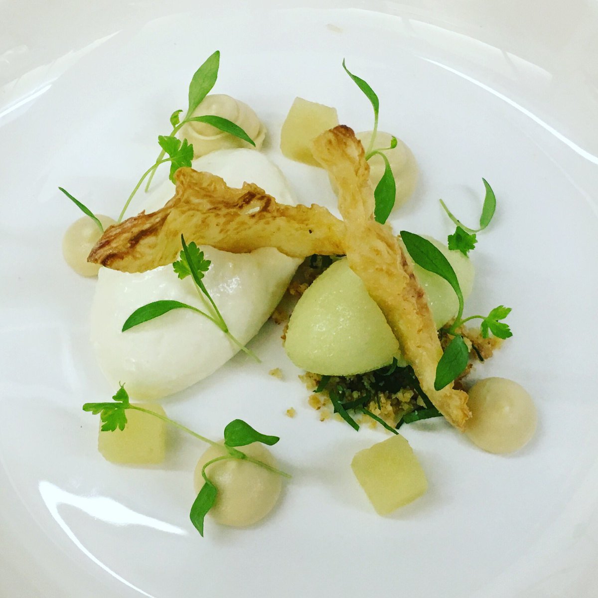 chefashb3's tweet photo. @YellisonFarm yellison goats, celeriac, yuzu apple, Apple sorbet,brioche crumb dinner menu. @MiddlethorpeHal https://t.co/sd7vzDUxqv