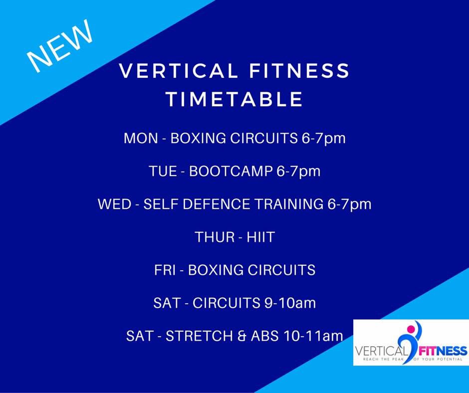 VerticalFitGain's tweet photo. Updated timetable. Come be a part of #TeamVertical https://t.co/1UNEYYXDIo