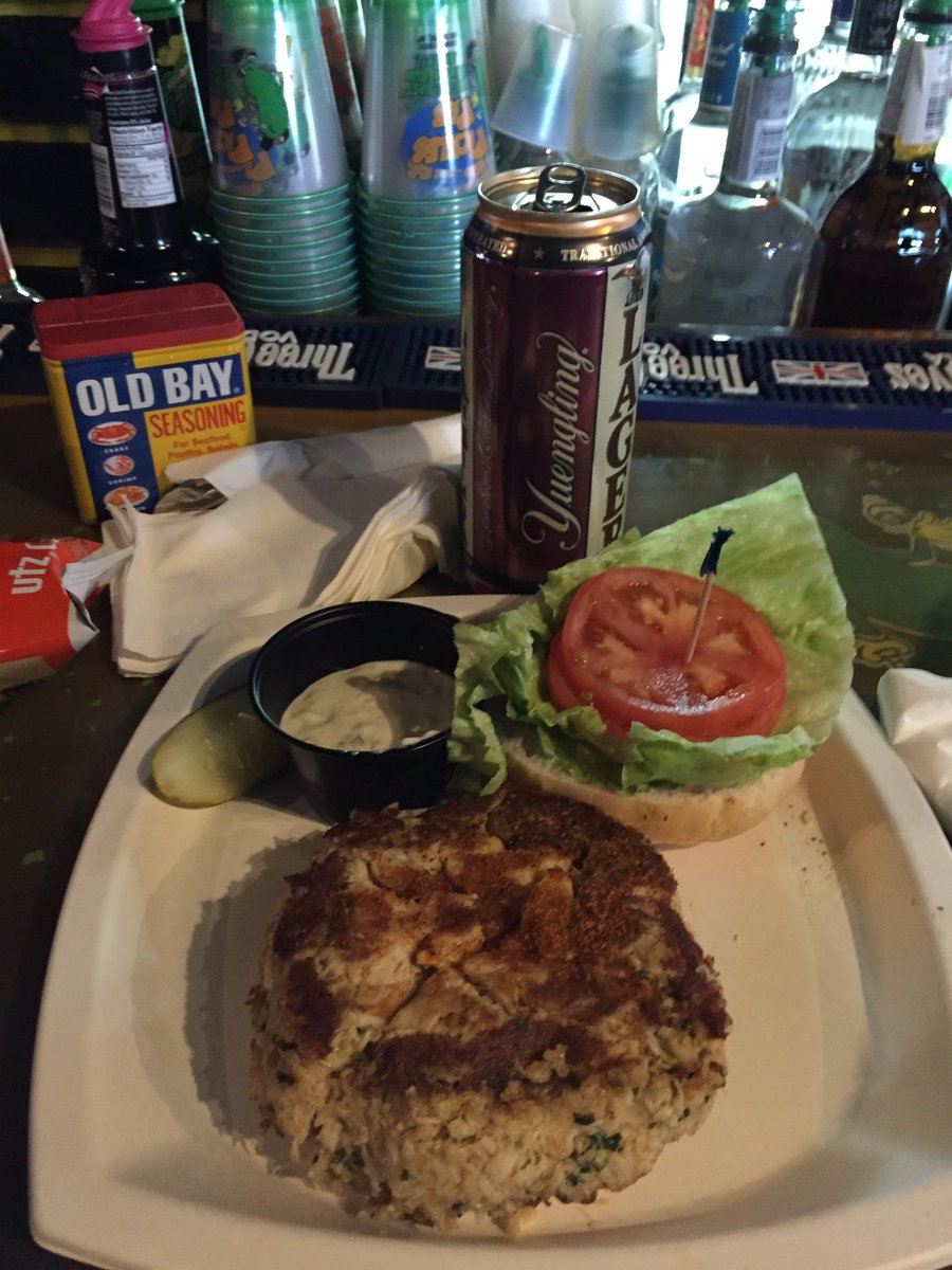 Crab cake and beer breakfast