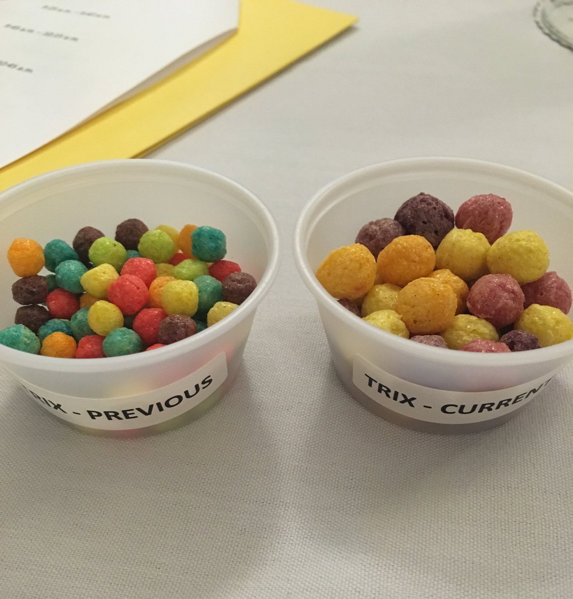 AllisonSlomaRD's tweet photo. @GeneralMills nixed artificial colors from #Trix cereal..annatto &amp; spices used 4 color @Shopping4Health #sfh2016 https://t.co/EmgGTtxUq1