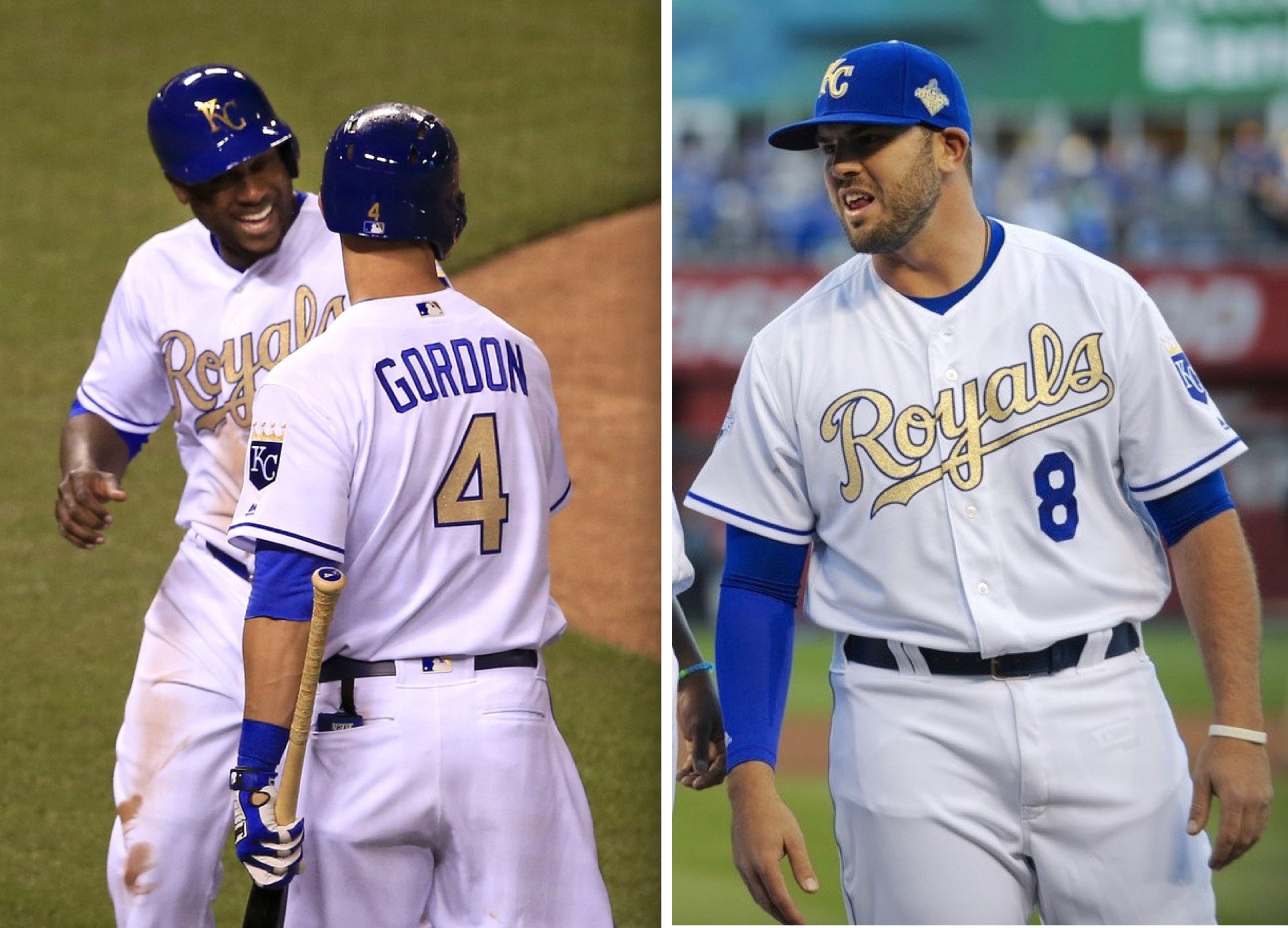 Paul Lukas on X: Good look at gold elements in Royals' champions uni (worn  for 1st 2 games): script, back number, helmet/cap logos.   / X