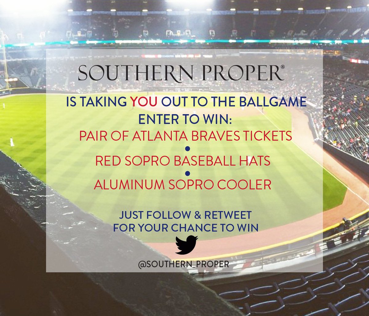 southern_proper's tweet image. Ready for #OpeningDay? Let #SoPro take you out to the ballgame! Just follow &amp;amp; retweet for your chance to win #CapsOn