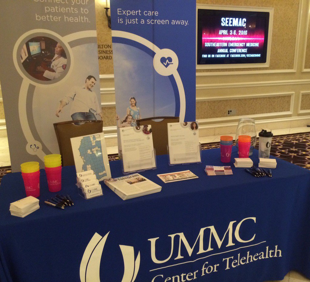 UMMCTelehealth's tweet photo. At #SEEMAC for regional Emergency Medicine conf. @UMMCTelehealth can deliver emergency care anywhere via telehealth! https://t.co/JyfxssNBym