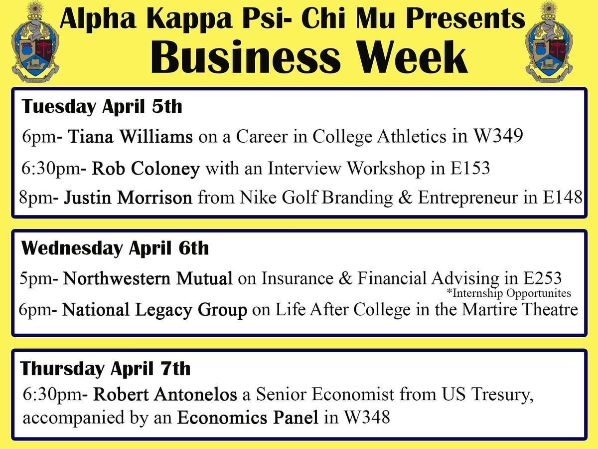 ShuAKPsi's tweet photo. Business Week is here! Look out for different speakers from each degree of business. Hope to see you all there! https://t.co/EZHq2NlUSa