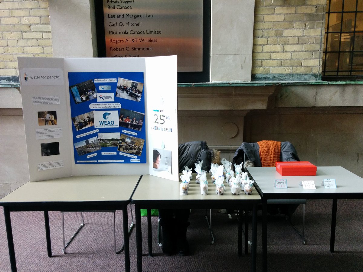 WEAOUOFT's tweet photo. Fundraiser for @waterforpeople at Bahen. Come &amp; get a mini brownie+cinnamon roll to go with your morning coffee ☕ https://t.co/PUjjlqINCX