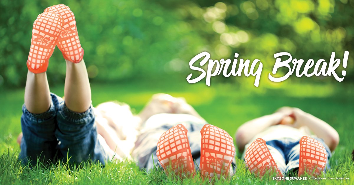 SkyZoneSuwanee's tweet photo. Spring Break Hours continue: 
April 4th - 7th: 11am - 9pm 
April 8th: 11am - 10pm
https://t.co/DKoi5v948v https://t.co/TYOiFn4xHT