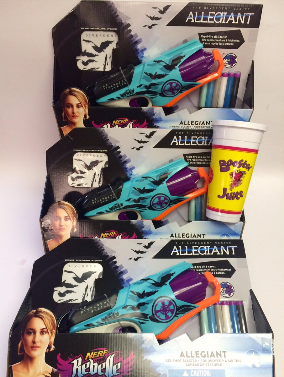 boosterjuice's tweet photo. WIN an Allegiant Nerf Rebelle &amp; Movie Swag from @boosterjuice  
RT &amp; Follow to enter - 6 winners announced April 11 https://t.co/dSatnbI4k5