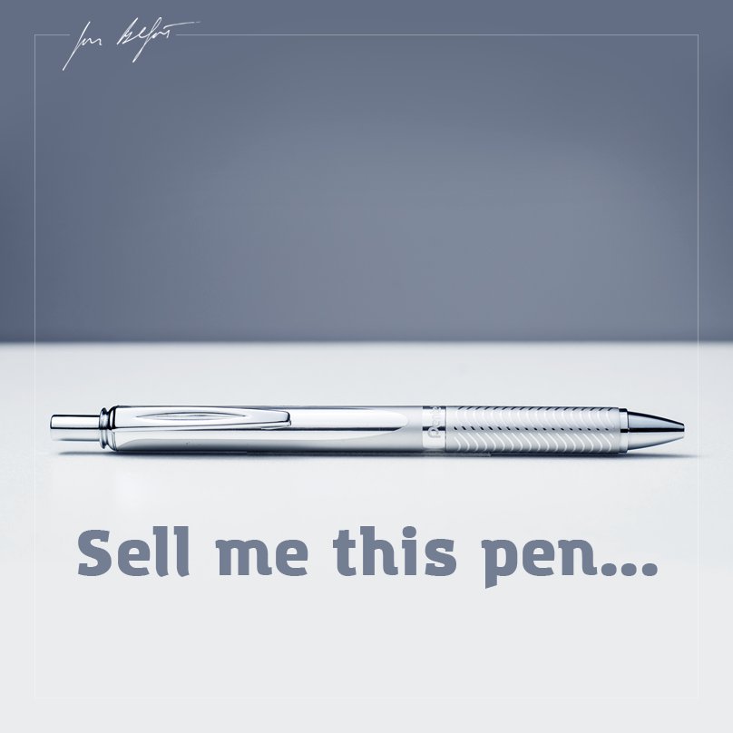 wolfofwallst's tweet photo. Stop overthinking. Stop analyizing. Stop questioning. Just sell me this pen... #JordanBelfort #Sales #StraightLine https://t.co/L18vceWo7F