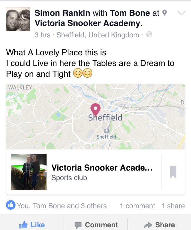 Vics_Snooker's tweet photo. More excellent feedback about our Sheffield City centre academy, the 2nd person this week who wants to live here!!! https://t.co/llFPpemsDd
