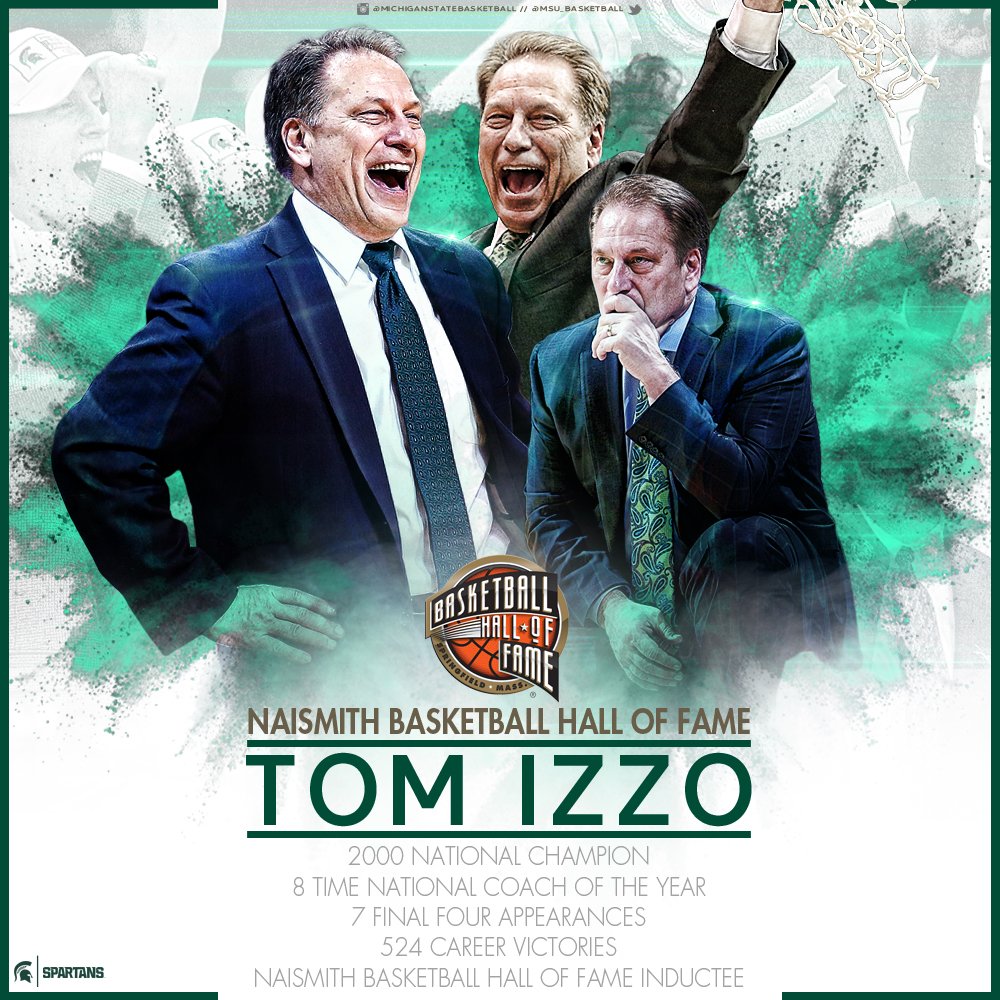 MSU_Basketball's tweet image. Congratulations coach Tom Izzo on being named to the Naismith Basketball Hall of Fame! #welldeserved #Spartans