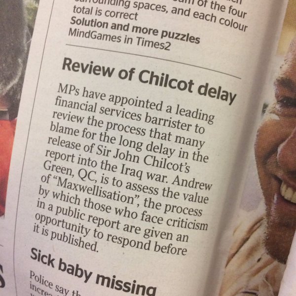 blairsupporter's tweet photo. /@PSbook Truth is it is the #Maxwellisation process that is being "reviewed", not any delay in #Chilcot per se. https://t.co/ygIsw73MLm
