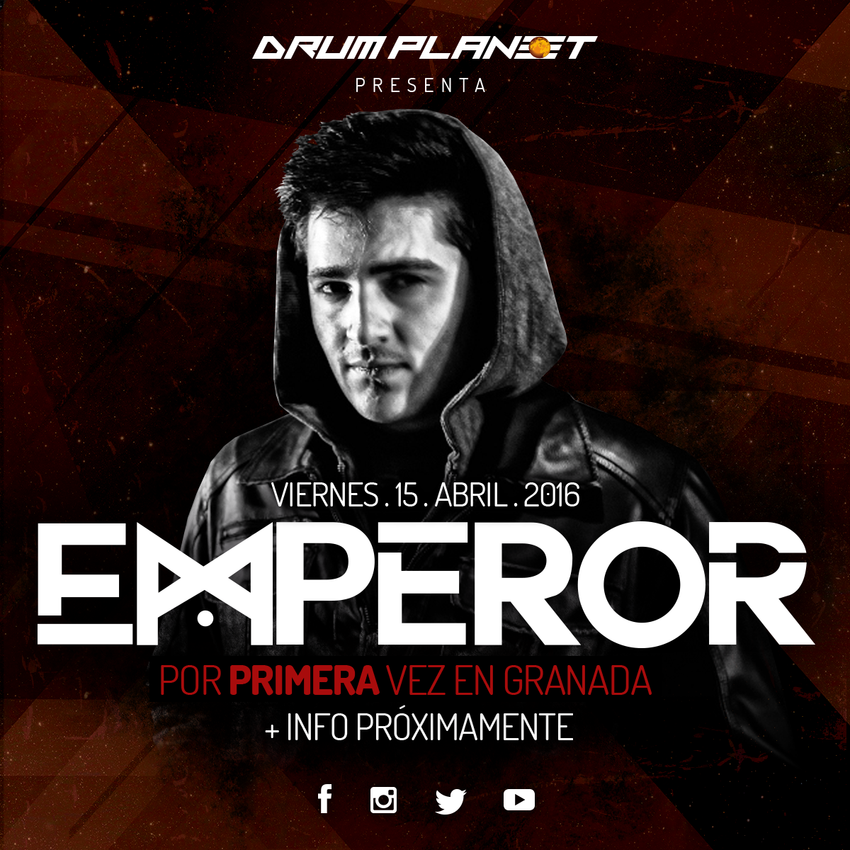 DrumPlanetGRX's tweet photo. Cierre de Temporada @DrumPlanetGRX con @EmperorDNB viernes 15.04 @SALAELTREN @bassGranada https://t.co/HTjAvOoNQL