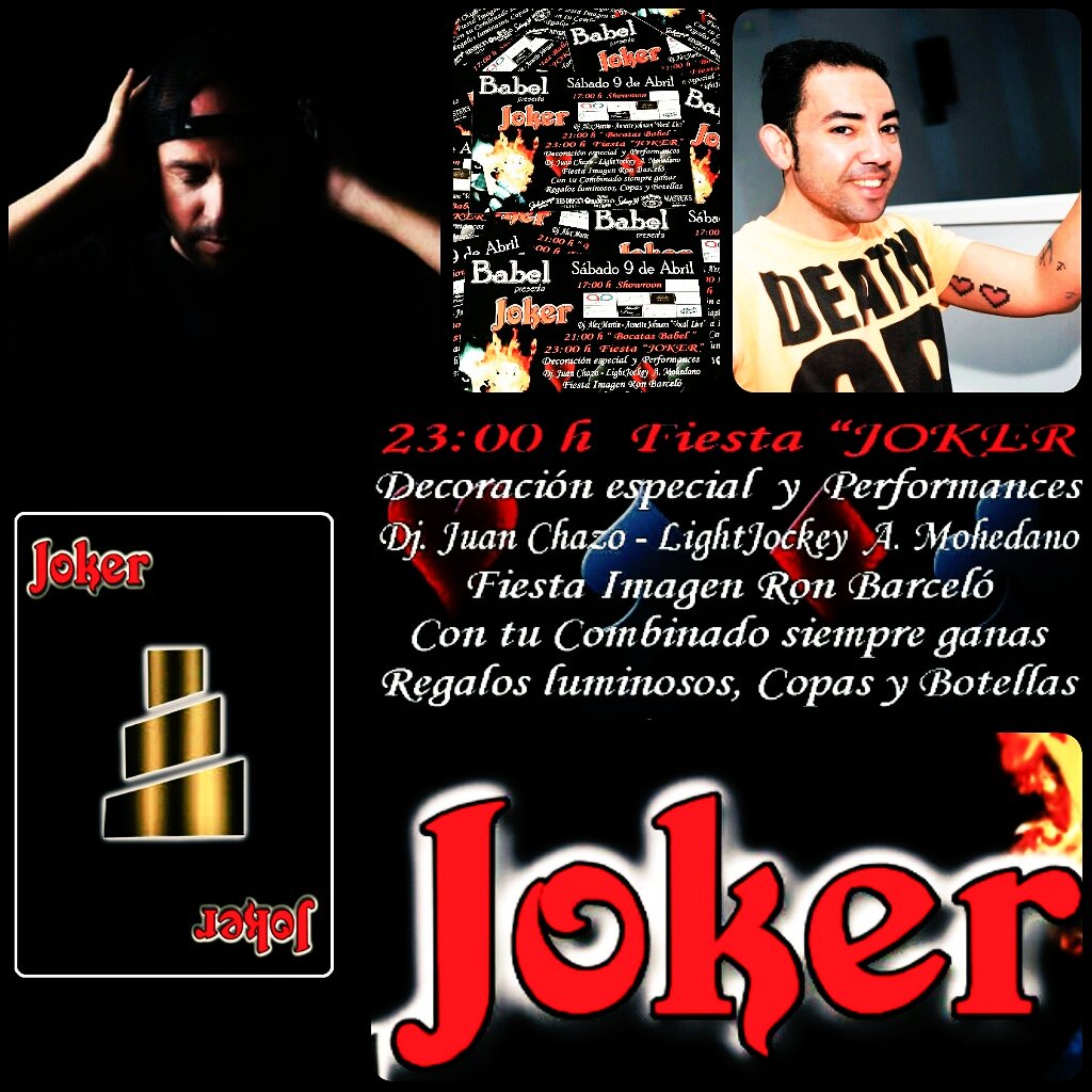 Sáb 9 Abril - Fiesta JOKER – BABEL Station
23:00h: Sonidos con Sentidos dj JUAN CHAZO, LightJockey AntonionMOHEDANO