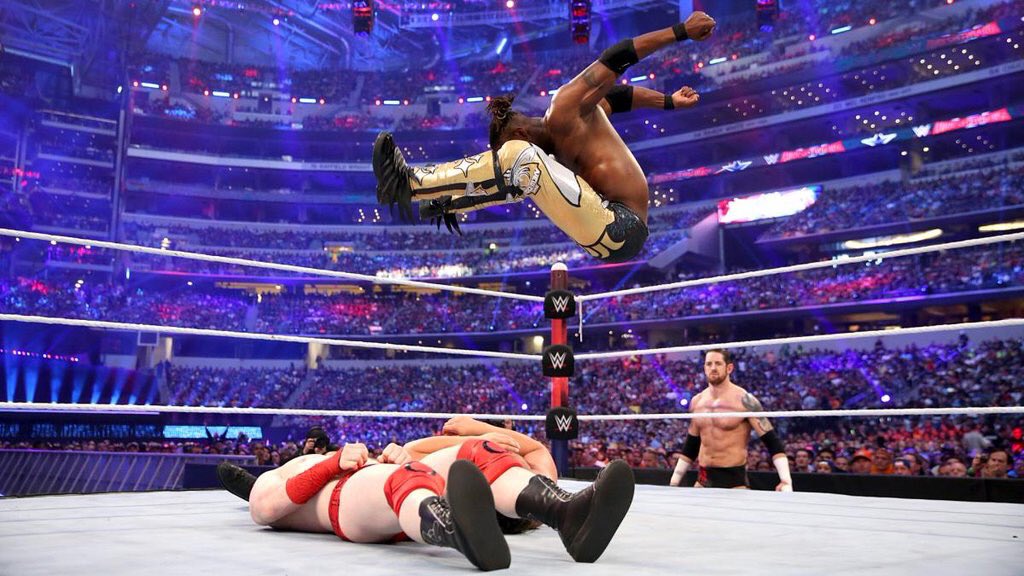 ewweuniverse's tweet photo. Check out these epic photos from #WrestleMania ! See the results round-up here: https://t.co/Wqlj79UtYX  (SPOILERS) https://t.co/p2oeh3rkDi