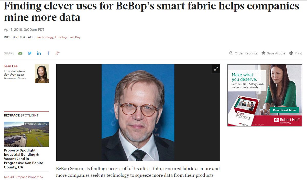 thomaspr's tweet photo. @BeBopSensors SF Business Times BeBop’s smart fabric helps companies mine data https://t.co/L6mdnW7sxr #ThomasPR https://t.co/PYZ9b9XKVX