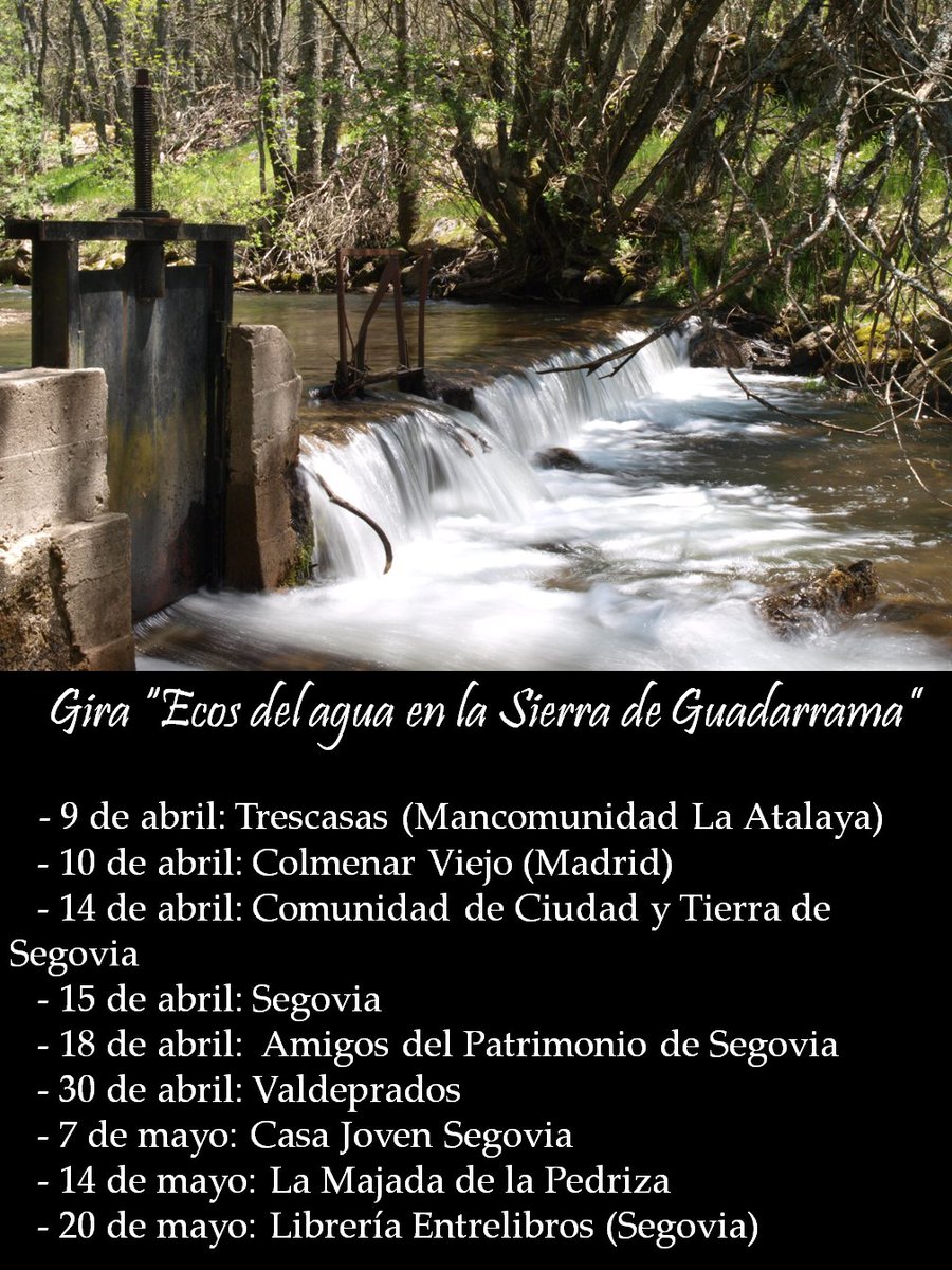 #FelizLunes Os dejamos las próximas fechas de presentación de nuestro libro Ecos del agua en la Sierra de Guadarrama