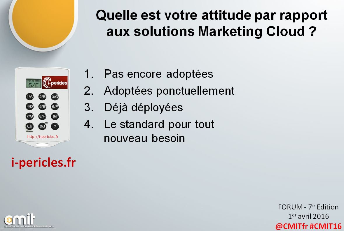 MichelMariet's tweet photo. 280 professionnels #marketing interrogés au 7e Forum @CMITfr avec @iPericlesVote résultats à suivre #cmit16 https://t.co/TFiTKveicN