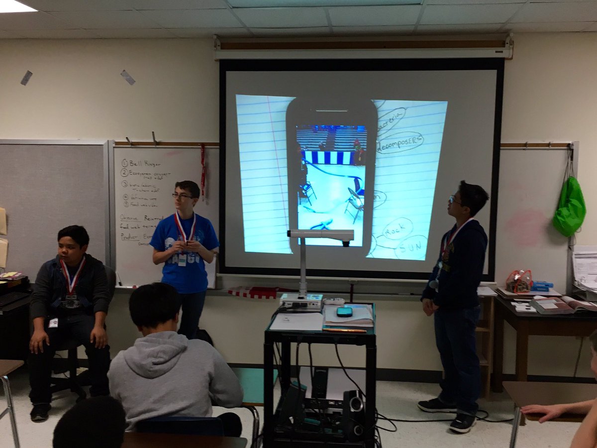 Our 2nd place team shows their challenge and medals from the "STEAM-posium" to our STEM class