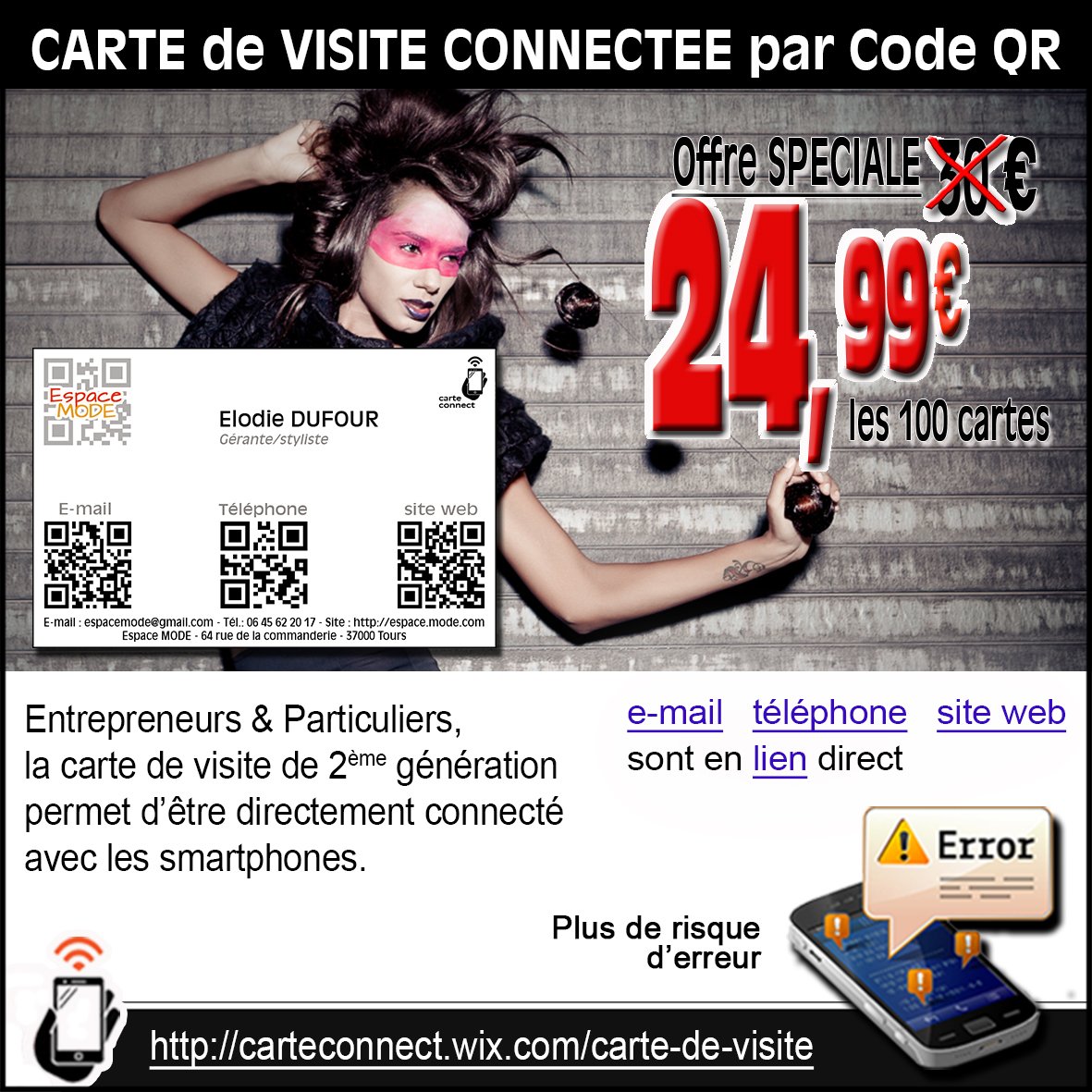 carte_connect's tweet photo. #CARTE_DE_VISITE CONNECTEE CODE QR. Tél, e-mail, site web toujours connectés par #code_QR
https://t.co/A1ZtU9drpk https://t.co/uWcXbLmdmt
