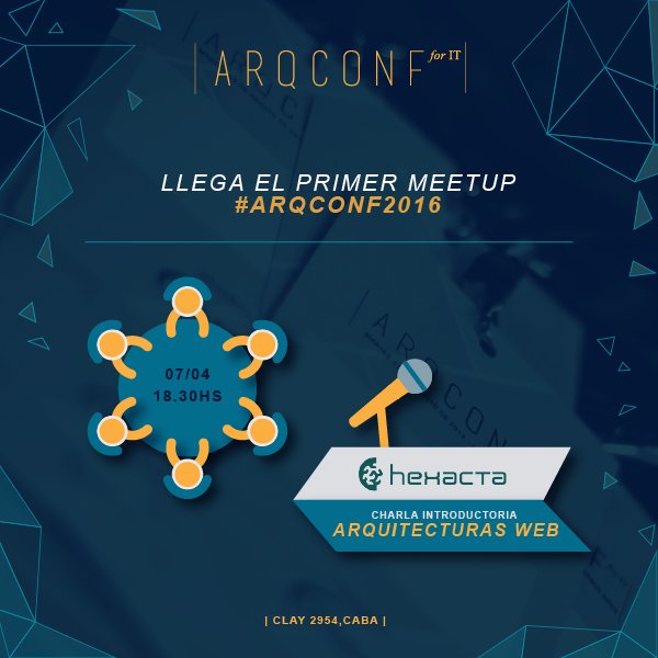 Te invitamos a <a href="/ArqConf/">ARQCONF</a>, el primer meet-up de arquitectura IT del año este jueves goo.gl/T6CUlP