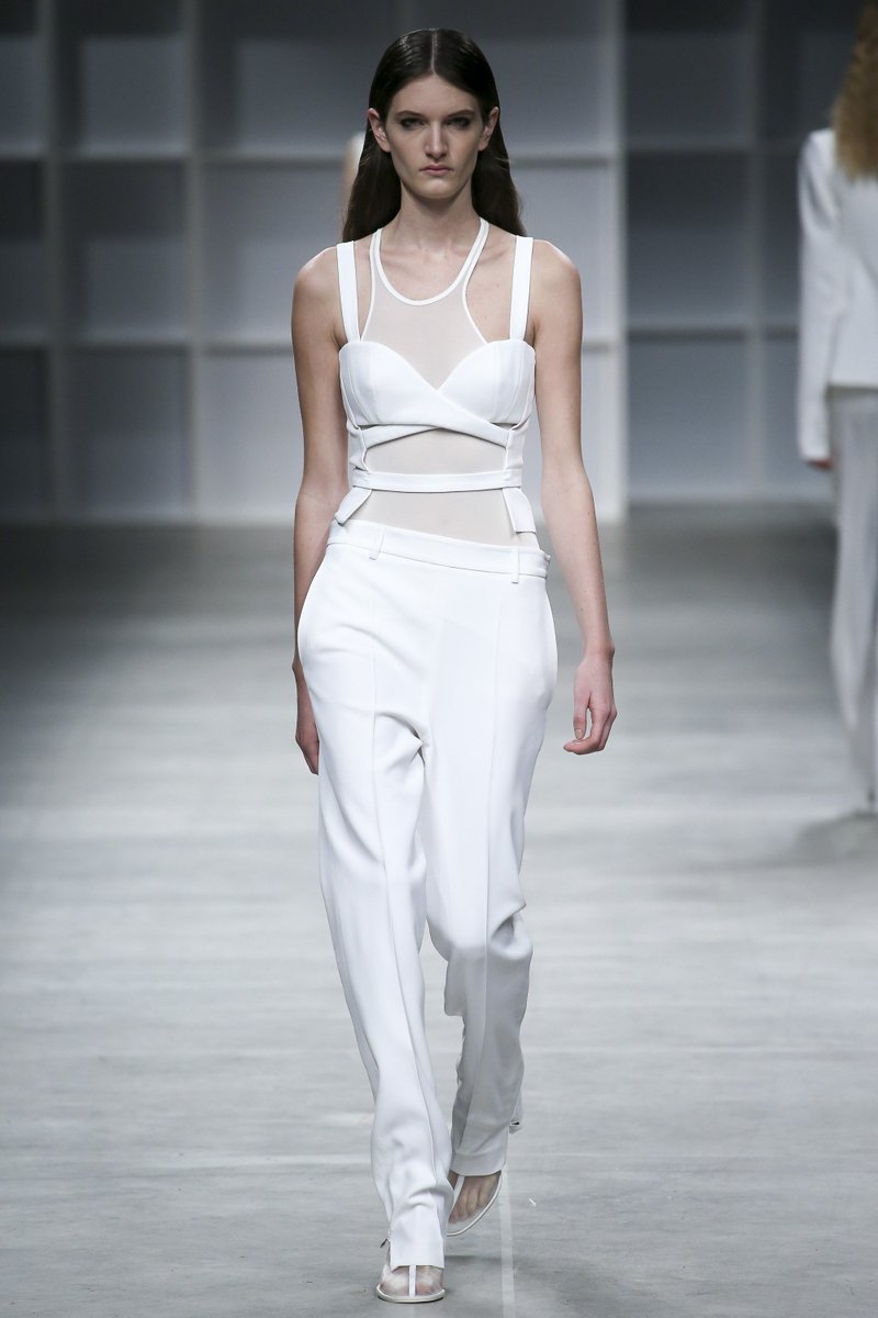 Ruby rose wore a white #aquilanorimondi fall 2016 suit + cutout top to