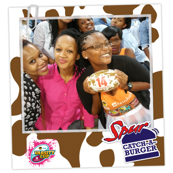 SpurRestaurant's tweet photo. Have you been one of our lucky #CatchABurger winners at a @VarsityCup match this season? Send us a pic! https://t.co/ozbMOXiuso