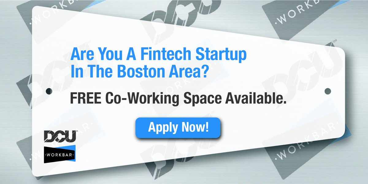 Now accepting applications from #Fintech #startups for FREE #Boston #coworking space. info.workbar.com/fintech